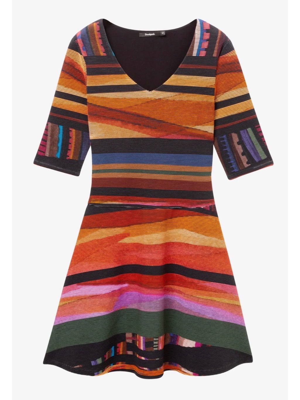 Desigual Striped Pattern Mini Dress Xs